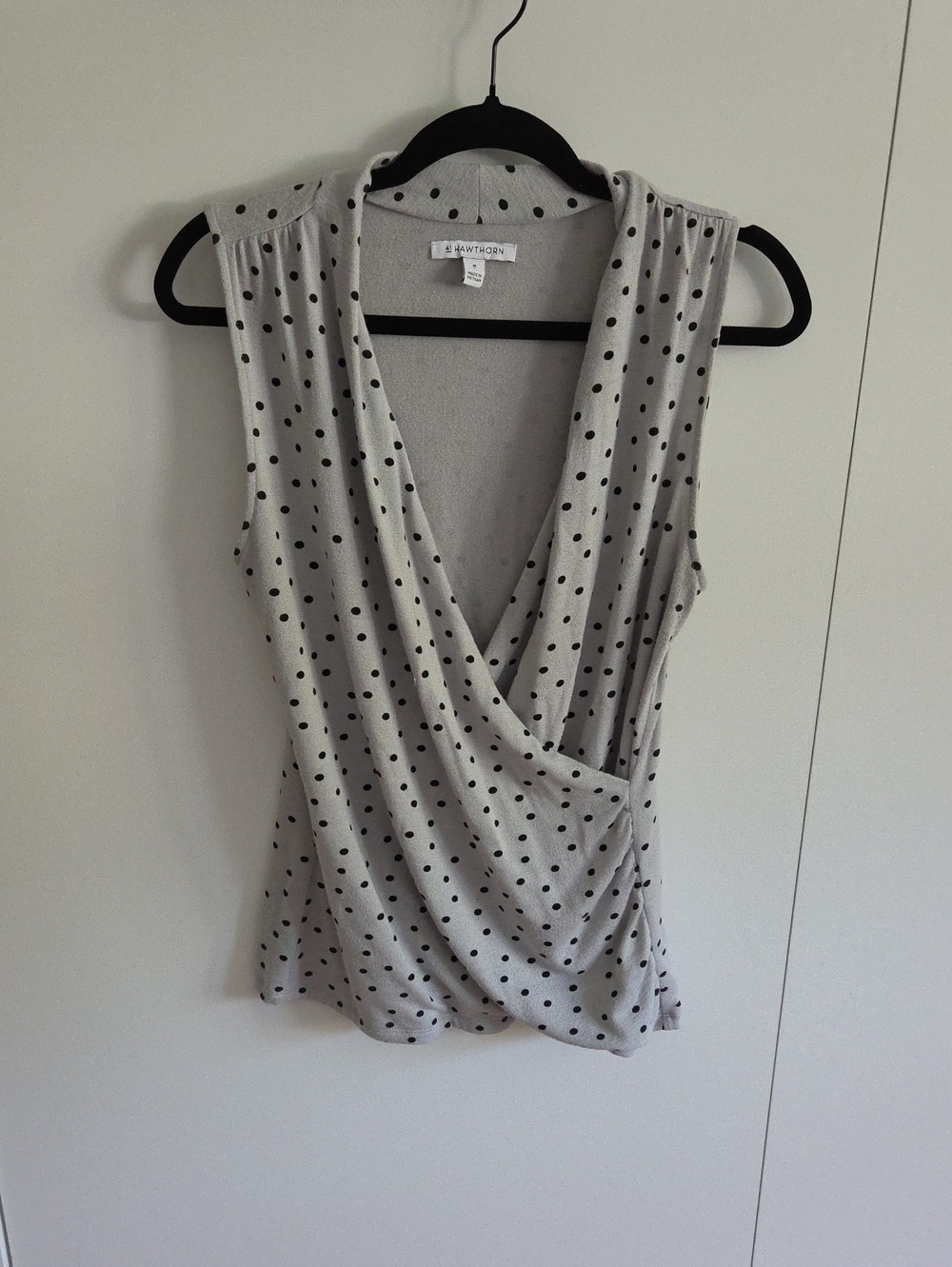 Leith Gray Polka Dot Sleeveless Wrap Camisole